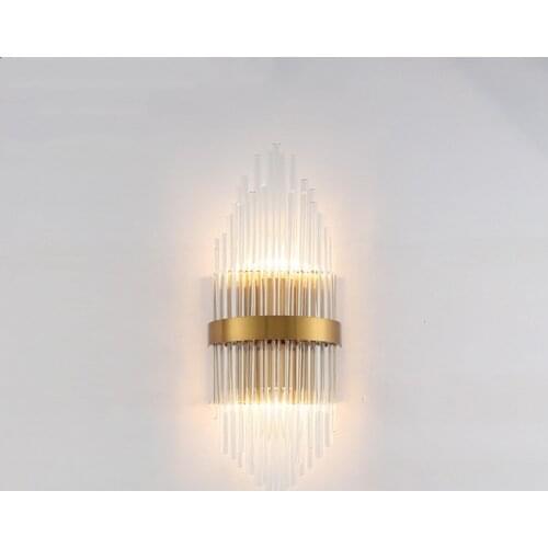 Modern Gold Metal Home LED Wall light Clear Crystal Living room Corridor Stair Wall lamp Nordic Wall Lighting Fixtures Art Deco