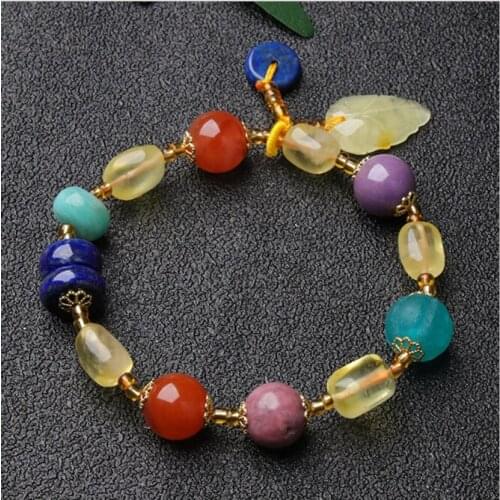 Natural crystal bracelet womens retro style autumn and winter new jewelry stationery accessories south red wax Bracelet