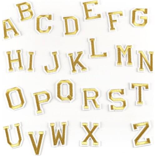 10 same pcs/lot Golden Embroidered Alphabet Letters Clothes Patch