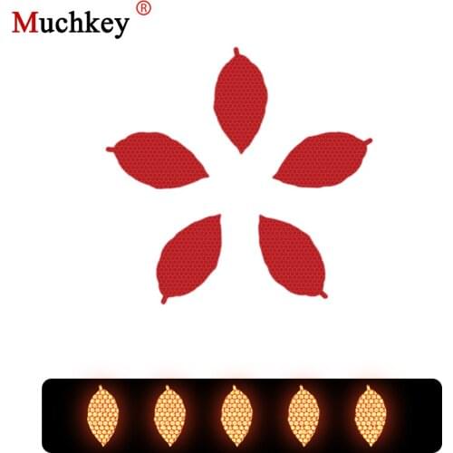 10Pcs Leaf shape Reflective Strips Car Self Adhesive Reflector Stickers Motorcycle Bicycle Funny Decoration Decals