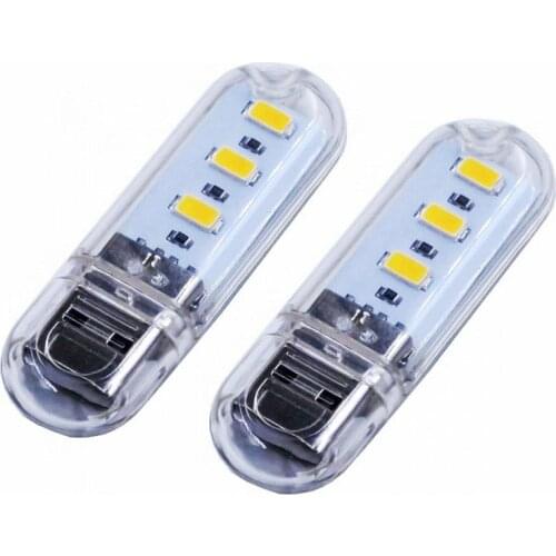 2 pcs) mini Portable Camping Light 3-LED USB Light White Light Mobile Charger Powerbank 5V USB Port LED Lamp USB Night Light