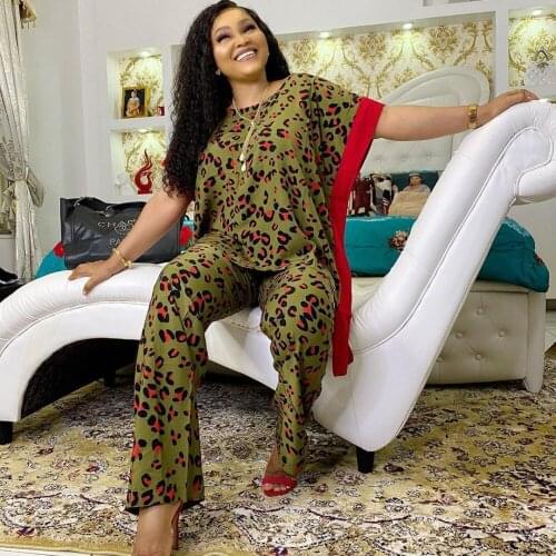 2020 Dashiki Traditional African Clothing Two Piece Set Women Africaine Print Loose Dresses Tops+Pants African Clothes