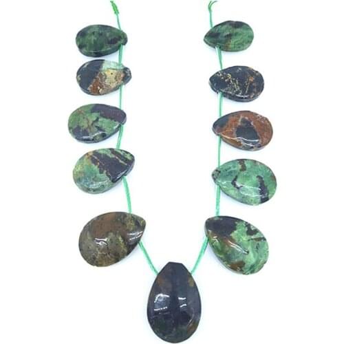 25 x 35mm Green Opal High Quality Gem Teardrop Crystal Quartz Agate Stone Beads DIY Jewelry Necklace Pendant Unique Cure Wealth