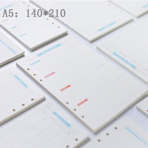6 Hole Loose Leaf Notebook A5/A6 Blue Label Functional Inner Core Book Loose-leaf Refill Handbook Diary Monthly Weekly Plan
