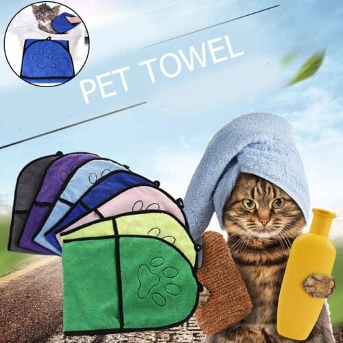 Pet Absorbent Towel Quick Drying Pet Bath Towel Drying Towels Shower Towel Absorbent Absorbent Towel With Pocket Dog Bath Towels