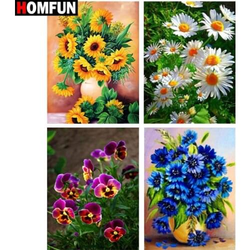 HOMFUN 5D Diy Diamond Painting Cross Stitch "Flower landscape" Home Decor Full Rhinestones Inlay Diamond Embroidery