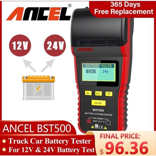 ANCEL BST500 12V Car Battery Tester 24V Truck Battery Scanner With Thermal Printer Support Multiple Rating Battery Analyzer