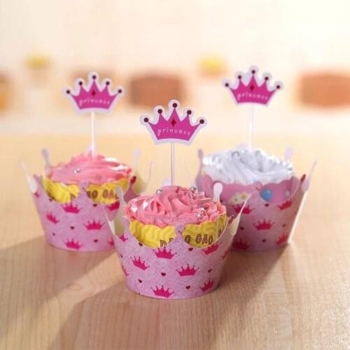 Free shipping 120pcs/lot=10bag paper cartoon cupcake wrapper topper baby girl birthday cake decoration event party supplies