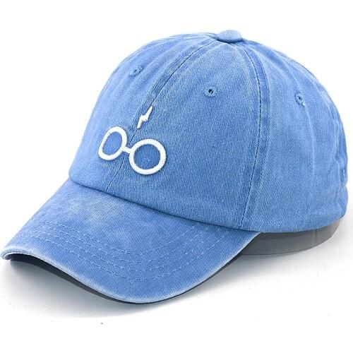 2019 cartoon Glasses 3D embroidery strap back baseball cap 100% cotton washed fashion dad hats hip hop caps unisex