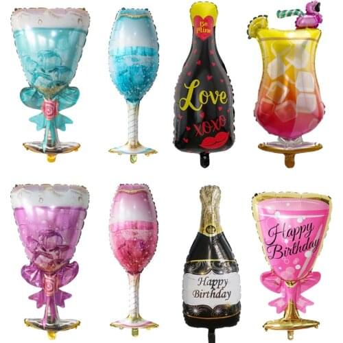 Large Size Champagne Cup Bottle Aluminium Foil Balloons Wedding Birthday Party Decorations Anniversary Baby Shower Balloons