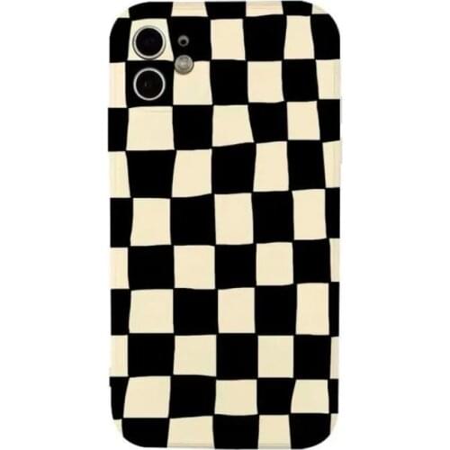 Black & White Checker Case for iPhone 12 Pro Max Back Phone Cover for 12 Mini 11 Pro Max X XS XR 8 7 Plus SE 2020 Capa