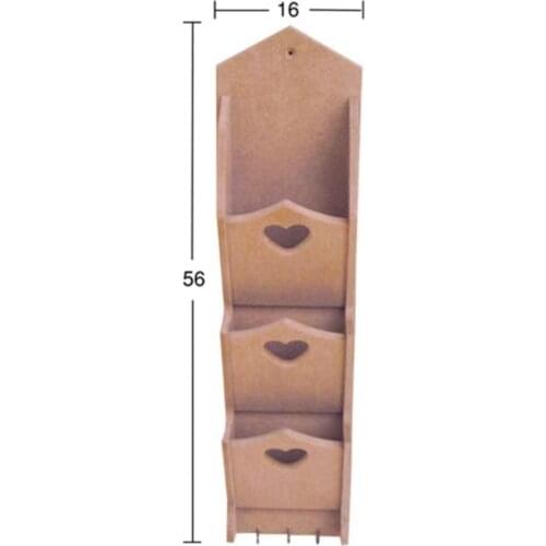 F762 Hearted Evraklık, Raw Wood Mdf Document Box