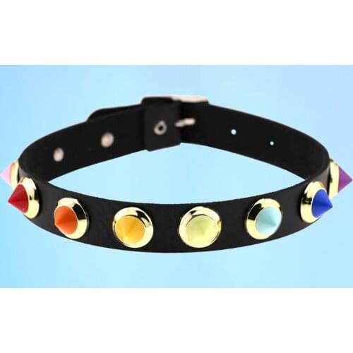 Individual character element punk mixes color necklace tide male candy color exaggerated rivet clavicle chain necklace