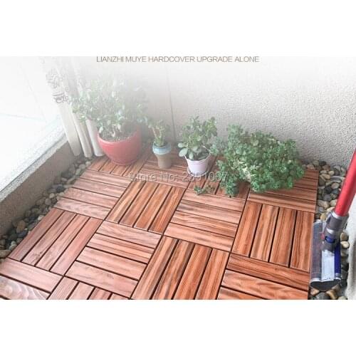 11pcs 30x30cm carbonized wood terrace patio courtyard garden outdoor floor antiseptic wood splicing solid wood DIY floor