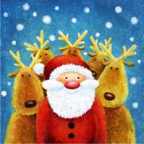 Santa & Reindeer Diamond Painting Round Full Drill Cartoon Christmas Nouveaute DIY Mosaic Embroidery 5D Cross Stitch Home Decor