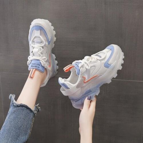 Women Spring Winter Casual Sneakers Female Lace Up Mesh Chunky Sneakers Woman Flat Platform Comfort Fashion Ladies Shoes
