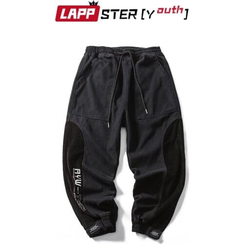 LAPPSTER-Youth Men Patchwork Harajuku Baggy Joggers 2021 Mens Korean Fashion Japanese Streetwear Sweatpants Male Vintage Pants