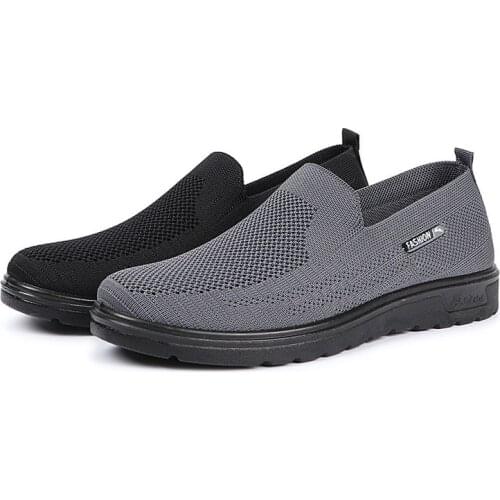New Lightweight Man Casual Shoes Comfortable Breathable Mens Sneaker Slip-on Black Grey Loafers Size 39-43 Mesh Moccasin Shoses