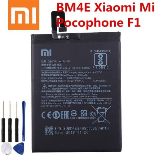 Xiao mi 100% Orginal BM4E 4000mAh battery For Xiaomi MI Pocophone F1 BM4E High Quality Phone Replacement Batteries + tools
