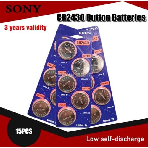 15PCS Original Sony CR2430 DL2430 CR 2430 3V Lithium Battery For Smart Watch Headphone Toy scale clocks hearing aids Button Coin