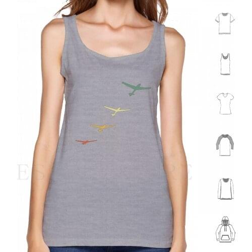 Glider Glider Launch Vintage Retro Tank Tops Vest Cotton Gliding Soaring Glider Segelflieger Thermik Fly Pilot Flyer Plane
