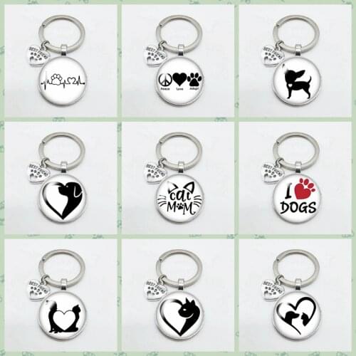 Popular New Puppy Kitten Playing Key Ring Pet Cat and Dog BEST FRIEND Pendant Fashion Keychain