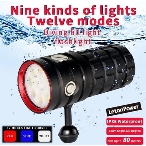 NEW LED Diving Flashlight 8 XHP50 25000Lumens Underwater 100m Waterproof Photography Tactical Diving Light Camera Video Torch