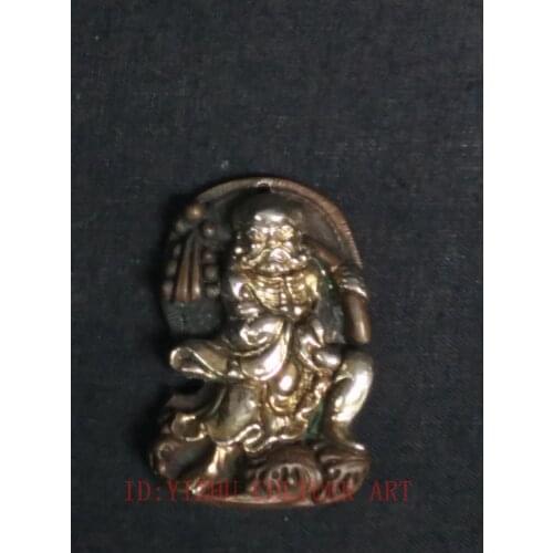 YIZHU CULTUER ART Rare Collection Old China Tibet Bronze Gilded Bodhidharma Buddha Statue Pendant