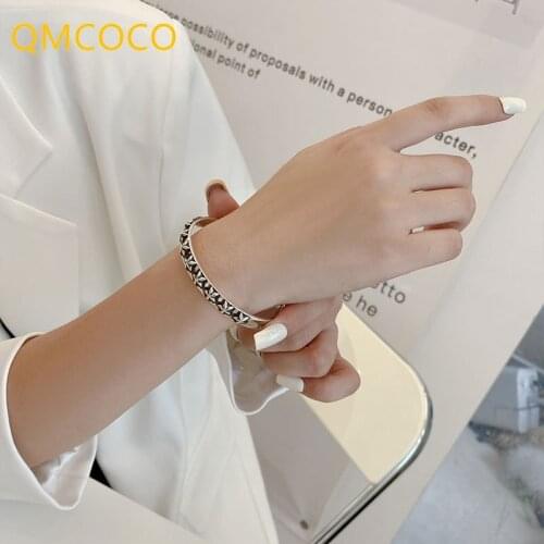 QMCOCO Korean Version 925 Silver Personality Pentagram Bracelet Female Vintage Creative Handmade Hip-Hop Jewelry Accessories