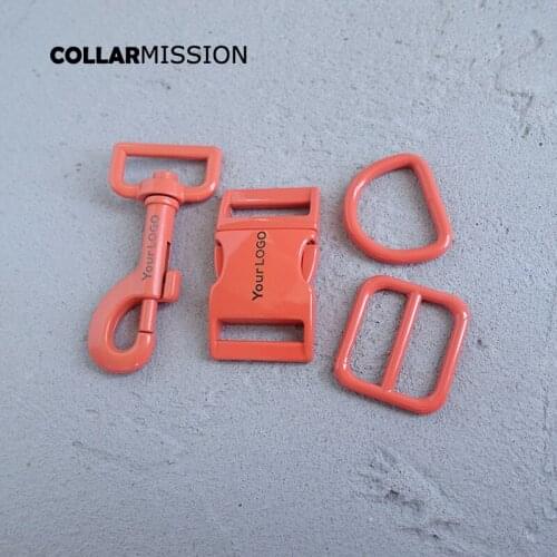 Metal buckle+adjust buckle+D ring+metal dog clasp) DIY dog collar 25mm accessory 7 colours,we provide laser engraving LOGO