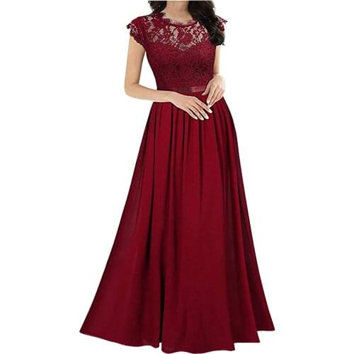 Chiffon Elegant Dress Autumn Women Stitching Lace Swing Long Dress Ruched Bridesmaids Evening Gowns Party Maxi Dresses Vestidos