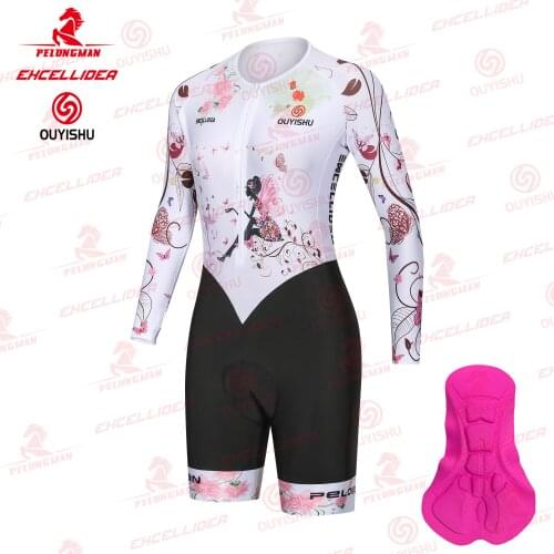 EXCELLIDEA Cartoon Pattern Cycling Jumpsuit Women Cycling Skinsuit For Female