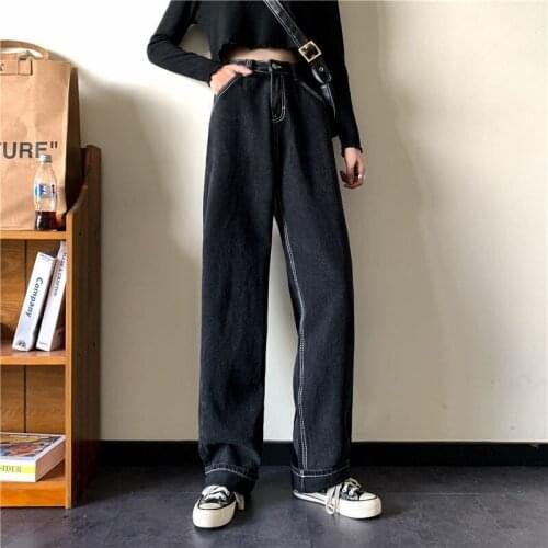 2021 Spring Autumn Jeans Woman High Waist Wide Leg Female Pant Loose Pant Fashion Baggy Boyfriend Jean Women Trouser Y178