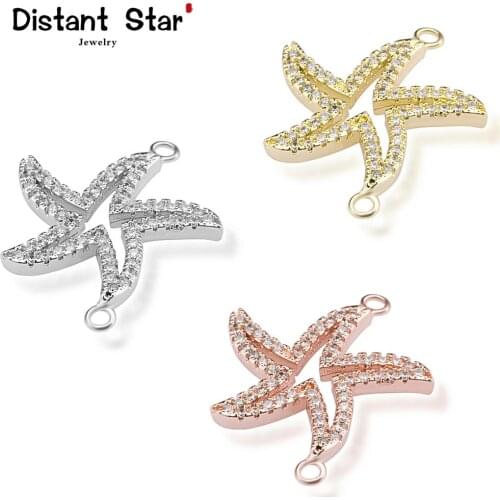 Starfish high quality bracelet jewelry connector accessories diy jewelry bracelet making gift cubic zirconia copper finding
