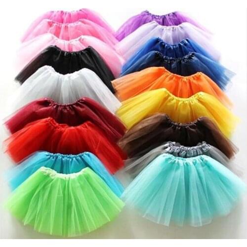 Girls Skirts Pretty Elastic Stretchy Tulle 3 Layer Tutu Skirt Girl Party Princess 2-6year Solid Color Ball Gown Above Knee Mini