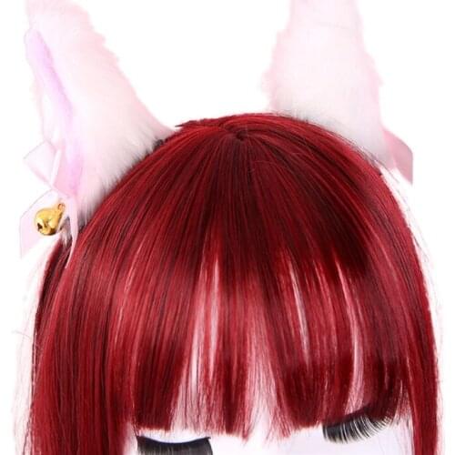 Cosplay Furry Cat Ears Hair Clip Lolita Costume with Bells Bow Cosplay Long Fur Headpiece for Halloween Party Decoration