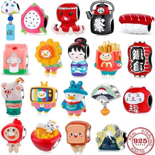 2021 Hot Sale Food Fruit Hamburger Enamel Charms for Jewelry Making Turkey DIY Beads Pendants Fits Original Europen Bracelet