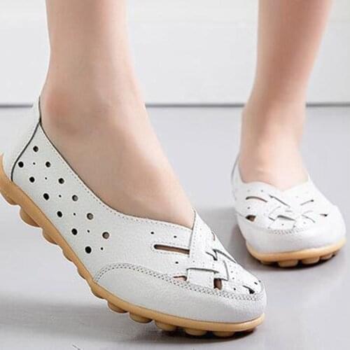 Women Flats Genuine Leather Women Shoes With Low Heels Loafers Slip On Flat Shoes Soft Womens Flat Shoes Walking Driving Shoe