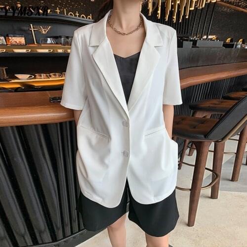 Large Size Elegant Womens Thin Suit Women 2021 Summer New Casual Short-sleeved Ladies Small Suit Blazer Mid-length High Quality