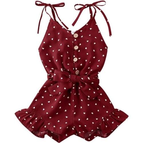 1 2 3 4 5 6 Y Summer Infant Baby Girls Dot Rompers Overalls 2 Colors Sleeveless Button Jumpsuits Fashion Outfits