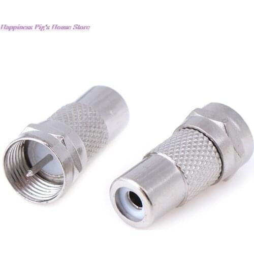 2pcs F Type Male To RCA Female Plug Straight Rf Connector Coaxial Adapter