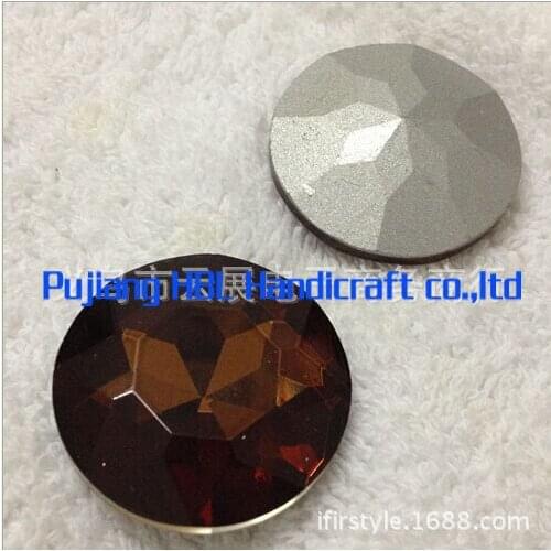 27mm 44pcs/lot Round Shape Red Coffee Point Back Crystal Fancy Stone For Garments Casual Dresses Free Shipping