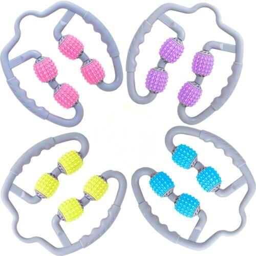 4 Wheels U Shape Trigger Points Massage Roller Leg Neck Arm Relax Roller Massager Yoga Pilates Sports Bodybuilding Equipment