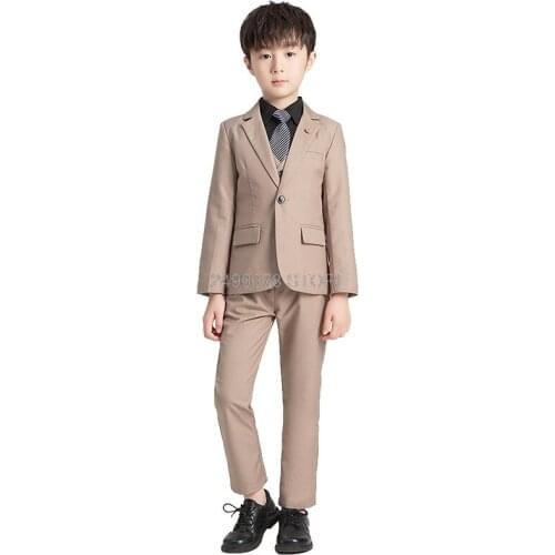 Flowers Boys Formal wedding Suit Kids Birthday Party Jacket Vest Pants Bowtie 4Pcs Tuxedo Children Piano Prom Ceremony Costume