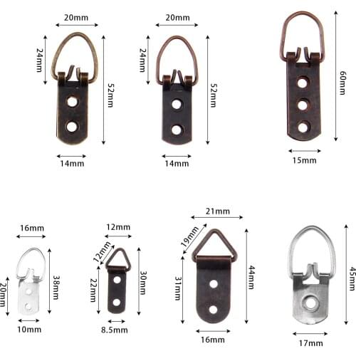 5/20Pcs Mini Hook Oil Painting Mirror Frame Hooks D-Ring Hanging Picture Photo Hanger with Screws