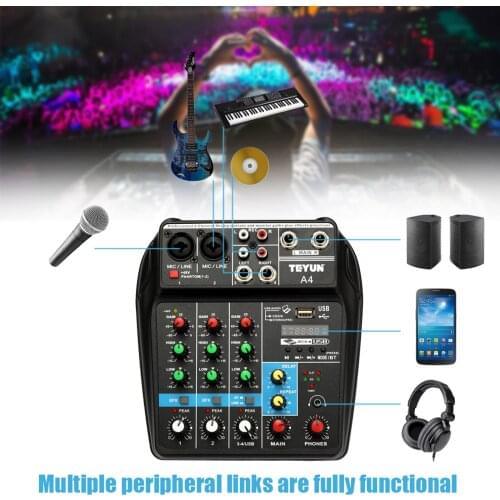 Audio Mixer Digital Karaoke Players Sound Mixing Console MP3 Jack 48V Amplifier AUX Paths for Computer Recording