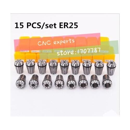 Free freight ER25 15PCs clamp set 2mm to 16 mm Range for milling CNC engraving machine tool motor axis
