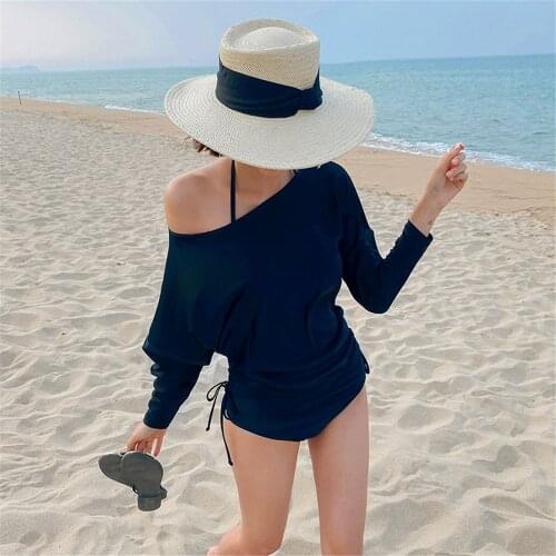 Sexy Long Sleeve Bikini Women Solid Swimwear High Waist Biquini With Cover Up Swimsuit Push Up Bikinis Pad Bathing Suit Korea