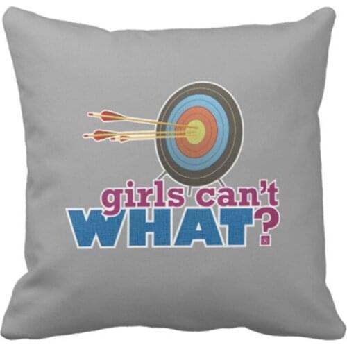 Throw Pillow Cover Girl ArcheryTarget Woman Female Lady Sports Hunting Decorative Pillow Case Home Decor Square