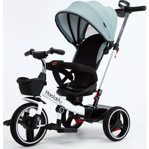 Childrens stroller tricycle bicycle can bring people baby child stroller multifunctional two-way reclining